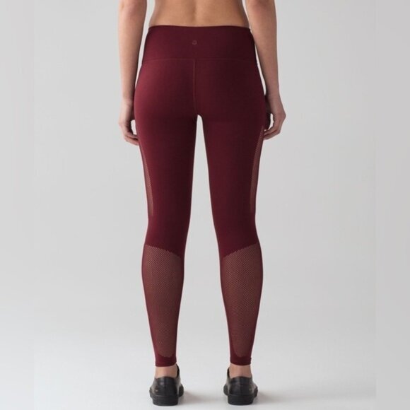 Lululemon Reveal 7/8 Tights Deep Rouge Leggings Mesh Dotted Seamless Size XS - Picture 16 of 16